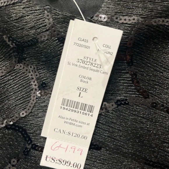 White House Black Market Black Sequin Women's Top - Picture 5 of 7